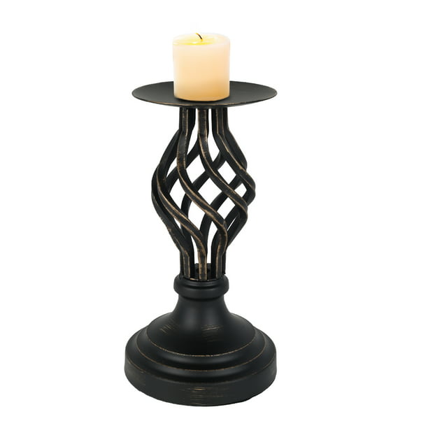 smtyle Halloween Pillar Candle Holders Set of 3 Candelabra Ideal for LED Candles 4 Lines with Black Iron
